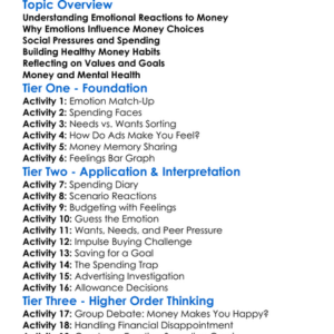 Money And Emotions Worksheet Activity Booklet