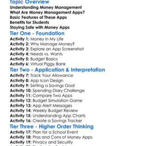 Money Management Apps Worksheet Activity Booklet
