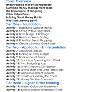 Money Management Tools Worksheet Activity Booklet