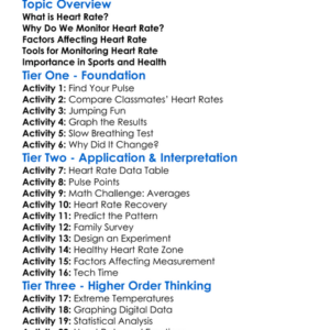 Monitoring Heart Rate Worksheet Activity Booklet