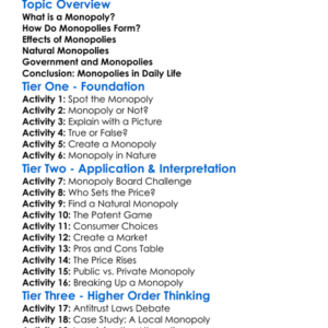 Monopoly Worksheet Activity Booklet