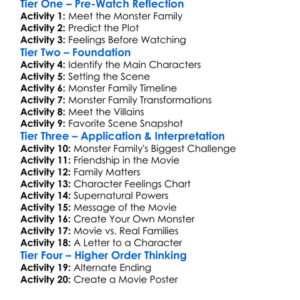 Monster Family 2 2021 Worksheet Activity Booklet