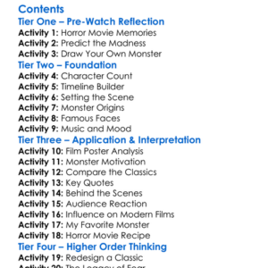 Monster Madness The Golden Age Of The Horror Film 2014 Worksheet Activity Booklet