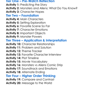 Monsters Vs Aliens 2009 Worksheet Activity Booklet