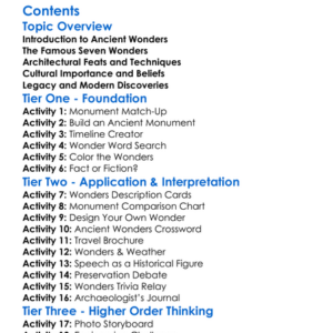 Monuments And Wonders Of The Ancient World Worksheet Activity Booklet