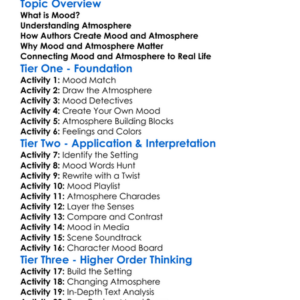 Mood And Atmosphere Worksheet Activity Booklet