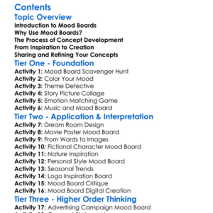 Mood Boards And Concept Development Worksheet Activity Booklet