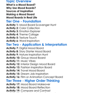 Mood Boards And Inspiration Worksheet Activity Booklet