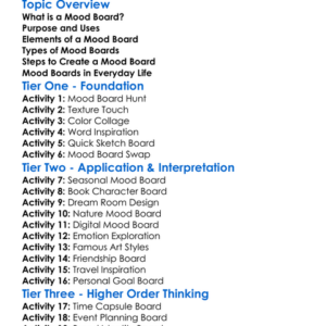 Mood Boards Worksheet Activity Booklet