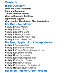 Mood Disorders Eg Depression Anxiety Worksheet Activity Booklet