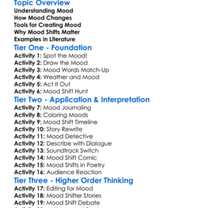 Mood Shifts Worksheet Activity Booklet