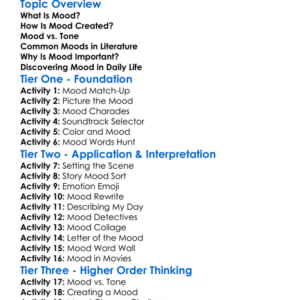 Mood Worksheet Activity Booklet
