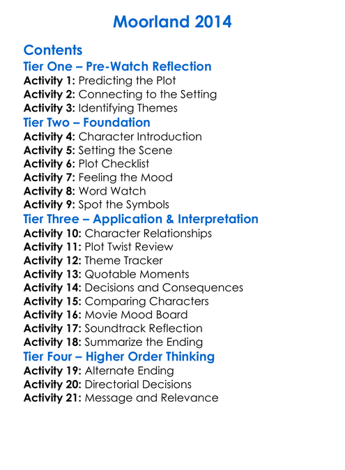 Moorland 2014 Worksheet Activity Booklet