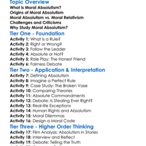 Moral Absolutism Worksheet Activity Booklet