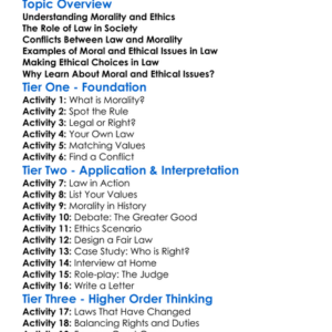 Moral And Ethical Issues In Law Worksheet Activity Booklet