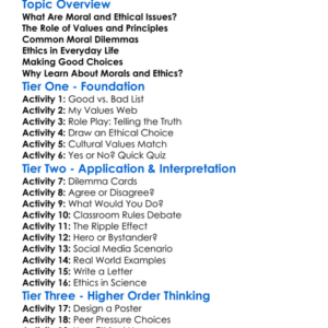 Moral And Ethical Issues Worksheet Activity Booklet