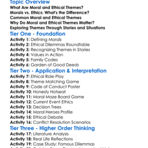 Moral And Ethical Themes Worksheet Activity Booklet