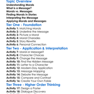 Moral And Message Worksheet Activity Booklet