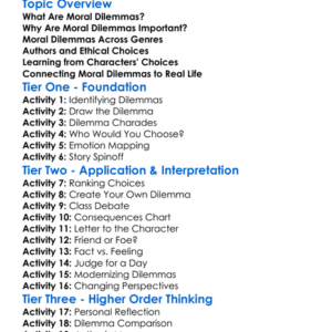 Moral Dilemmas In Literature Worksheet Activity Booklet