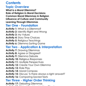 Moral Dilemmas In Religious Contexts Worksheet Activity Booklet