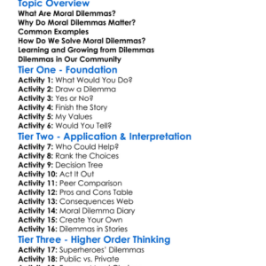 Moral Dilemmas Worksheet Activity Booklet