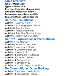 Moral Luck Worksheet Activity Booklet