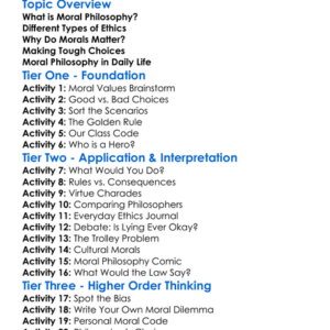 Moral Philosophy Worksheet Activity Booklet