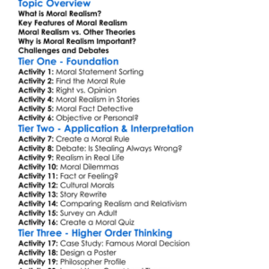 Moral Realism Worksheet Activity Booklet