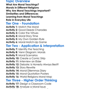Moral Teachings In Religions Worksheet Activity Booklet