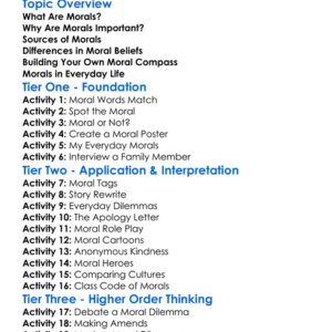 Moral Worksheet Activity Booklet