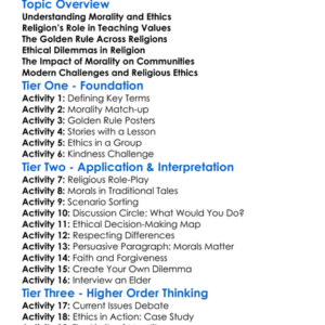 Morality And Ethics In Religion Worksheet Activity Booklet