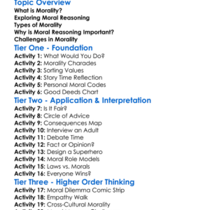 Morality And Moral Reasoning Worksheet Activity Booklet