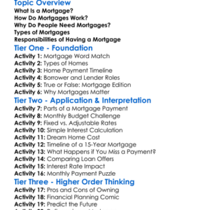 Mortgage Basics Worksheet Activity Booklet