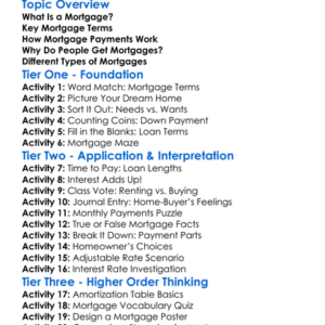 Mortgage Fundamentals Worksheet Activity Booklet