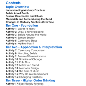 Mortuary Practices And Beliefs About Death Worksheet Activity Booklet