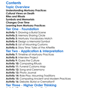 Mortuary Practices And Conceptions Of Death Worksheet Activity Booklet