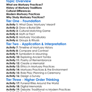 Mortuary Practices Worksheet Activity Booklet