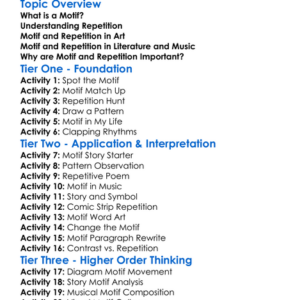 Motif And Repetition Worksheet Activity Booklet