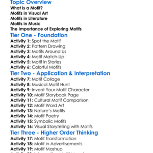 Motif Exploration Worksheet Activity Booklet
