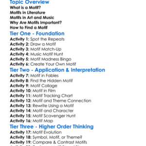 Motifs Worksheet Activity Booklet
