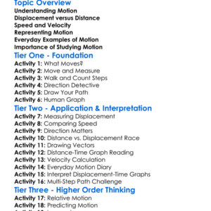 Motion And Displacement Worksheet Activity Booklet