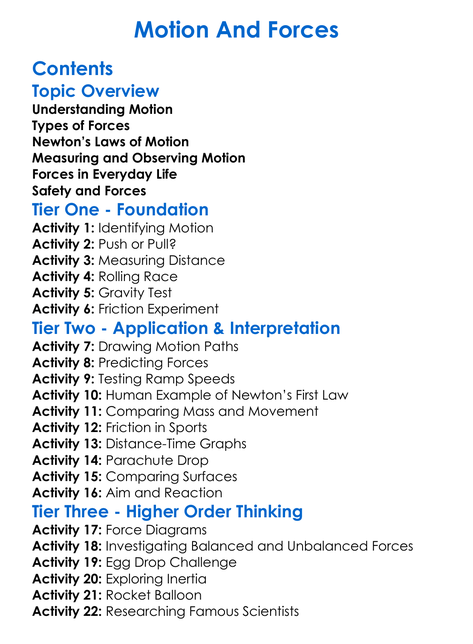 Motion And Forces Worksheet Activity Booklet