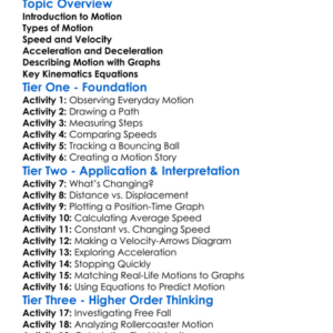 Motion And Kinematics Worksheet Activity Booklet