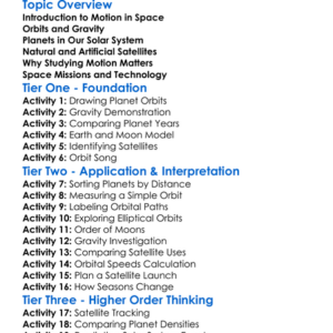 Motion Of Planets And Satellites Worksheet Activity Booklet