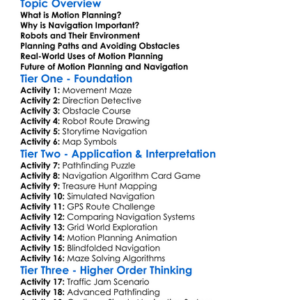 Motion Planning And Navigation Worksheet Activity Booklet