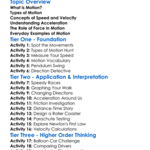 Motion Worksheet Activity Booklet
