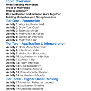 Motivation And Intention Worksheet Activity Booklet