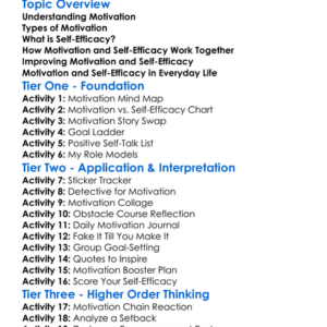 Motivation And Self-Efficacy Worksheet Activity Booklet
