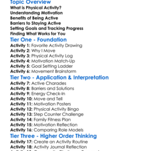 Motivation For Physical Activity Worksheet Activity Booklet