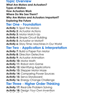 Motors And Actuators Worksheet Activity Booklet